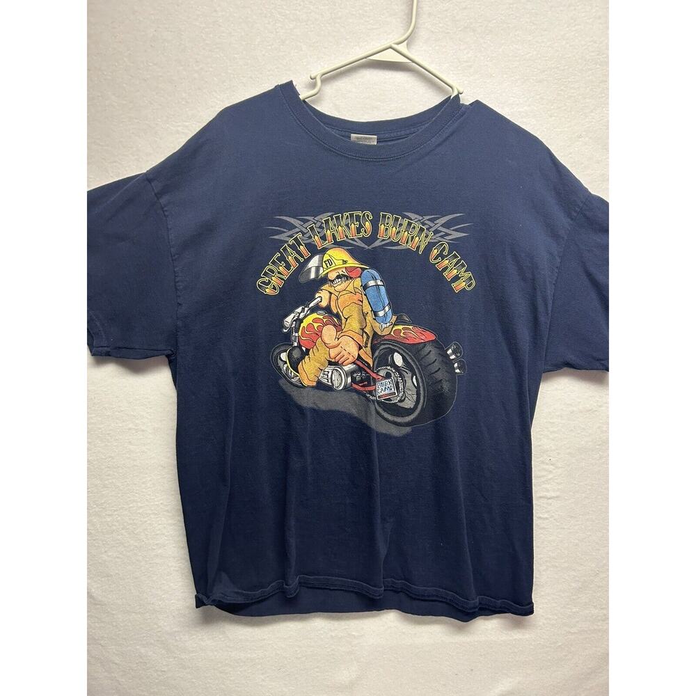 Great Lakes Burn Camp Niles Burn Run T Shirt Men's XL 2014 Motorcycle Fireman